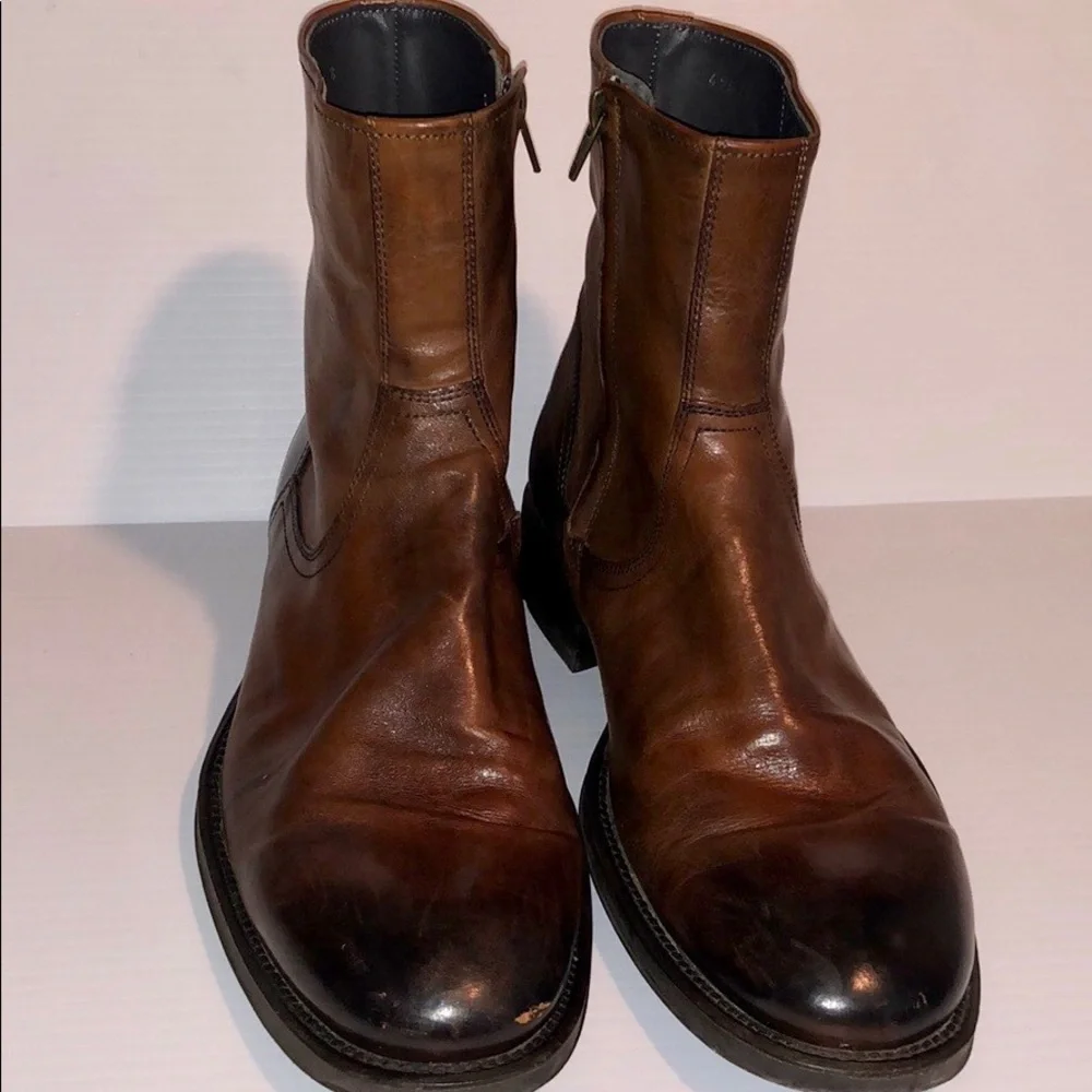 Adam Derrick To Boot New York Chocolate brown ombré Captoe leather boots size 8